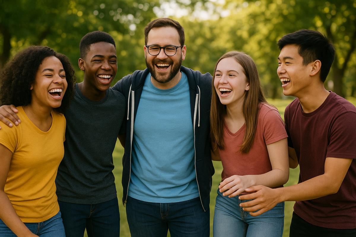 A youth worker with young people