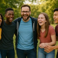 A youth worker with young people