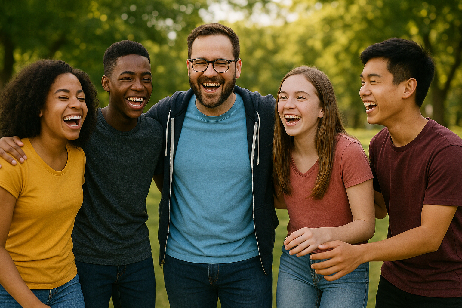 A youth worker with young people